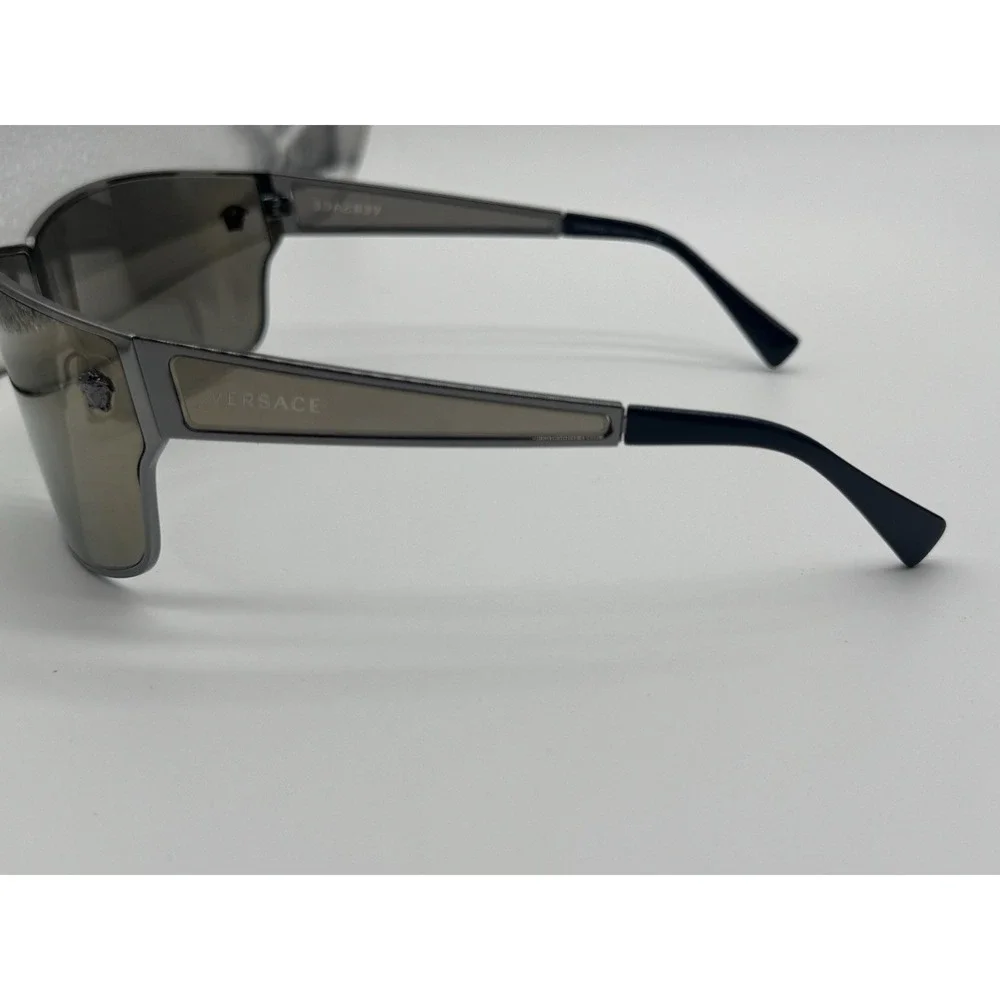 Versace MOD 2206 Shield Sunglasses Gunmetal Metal Frame Grey Lens 72-05‎ 130 New